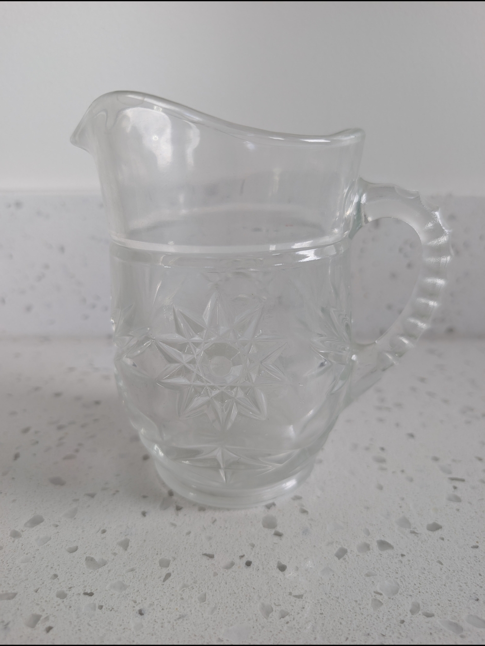 Vintage Clear Glass Star-Pattern Small Pitcher - Picture 2 of 6